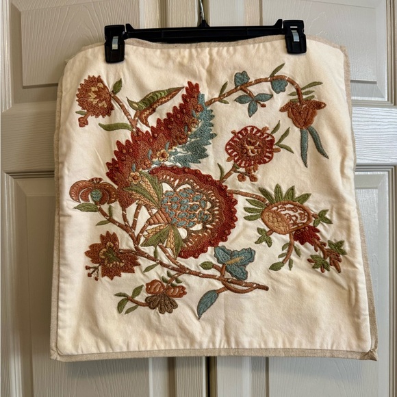 Pottery Barn Other - Pottery Barn Cream and Red Embroidered Cushion Cover